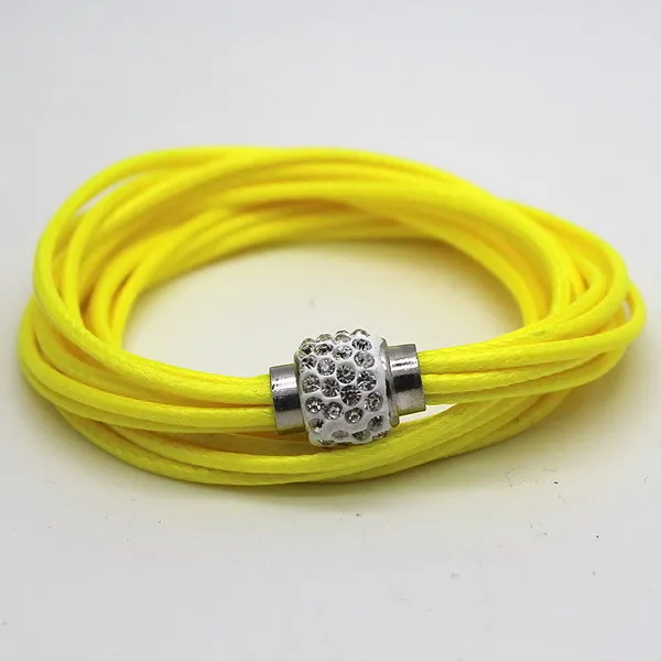 color as picture 1 шт. Pulseiras Femininas Многослойная Веревка Цепь магнитные хрустальные браслеты из бусин Пряжка кожаная обертка - Окраска металла: color as picture