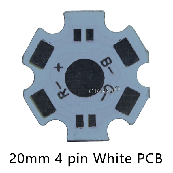 20mm 4 pin White PCB 10-1000 шт. 1W3W5W светодиодный радиатор алюминиевая Базовая пластина печатная плата подложка 20 мм Звезда 16 мм комплект DIY охлаждение 20 мм для 1 3 5 Вт - Испускаемый цвет: 20mm 4 pin White PCB