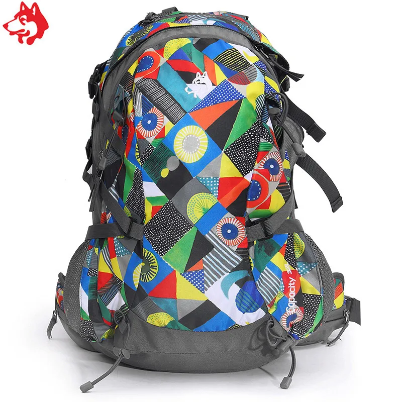 Рюкзак Yiwu 32L для спорта и походов оранжевый/черный/темно зеленый тактический