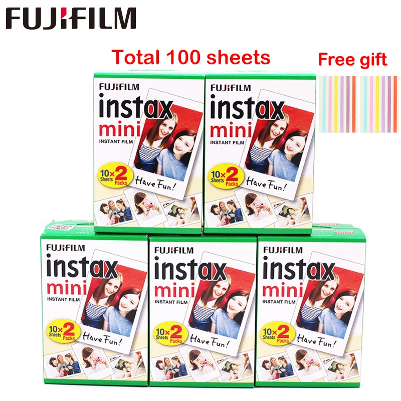 Оригинальная белая фотобумага Fujifilm Fuji Instax Mini 100 листов мгновенная для 11 7 7s 8 9 70 25