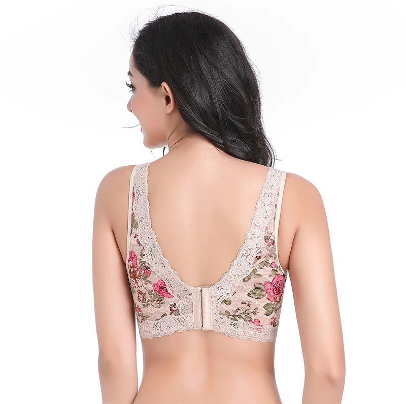 Бесшовный тонкий хлопковый массажный бюстгальтер без косточек с цветочным