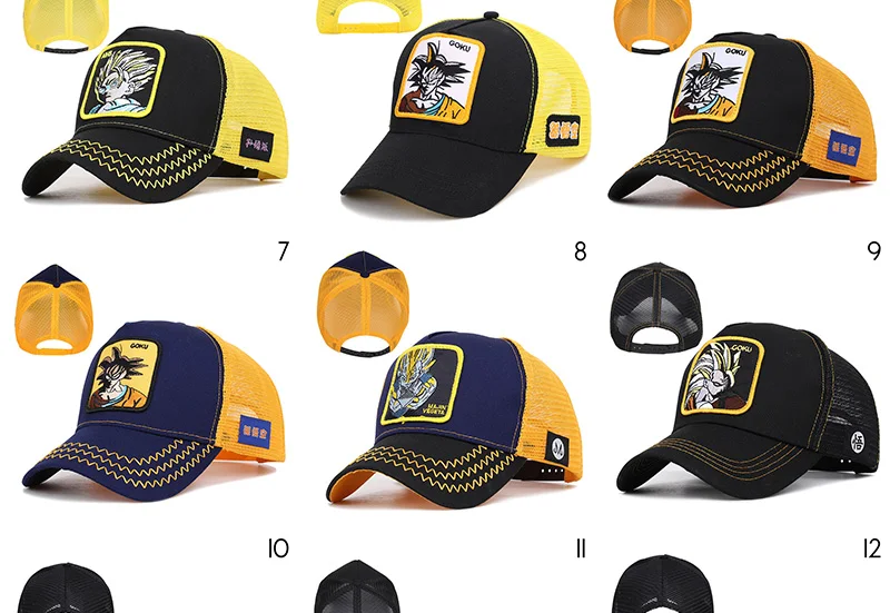 Dragon Ball Goku бейсбольная кепка s для мужчин и женщин Snapback Хип-Хоп Кепка летняя Bone gorra hombre Регулируемая Кепка для водителя грузовика сетчатая Кепка для папы CZX7