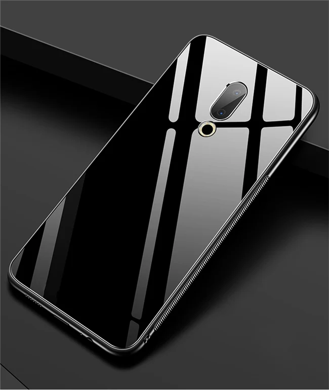Black Чехол Rezzol для Meizu 16, закаленное стекло, задняя крышка для Meizu 16th, силиконовая рамка, жесткий глянцевый чехол для Meizu 16th Plus Capa - Цвет: Black
