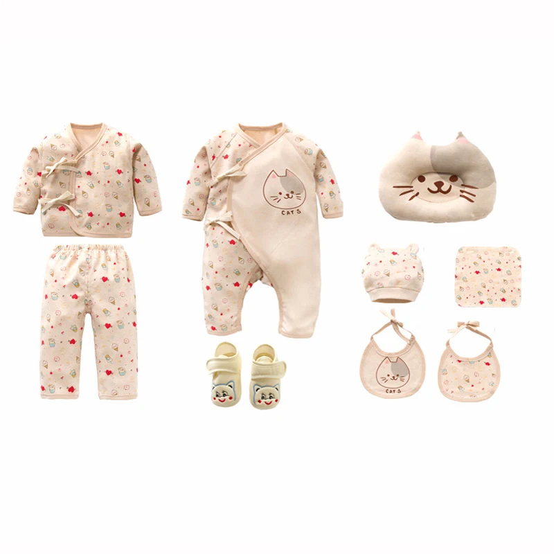 New Cat Newborns Clothes Set Cotton Cartoon Print Baby Girl Soft Born Infant Boy Clothing Gift | Детская одежда и обувь