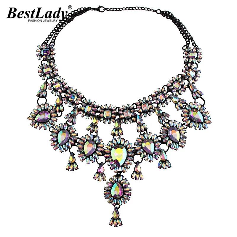 Женское ожерелье с подвеской капелькой кристаллами|fashion statement necklace|statement necklacenecklace