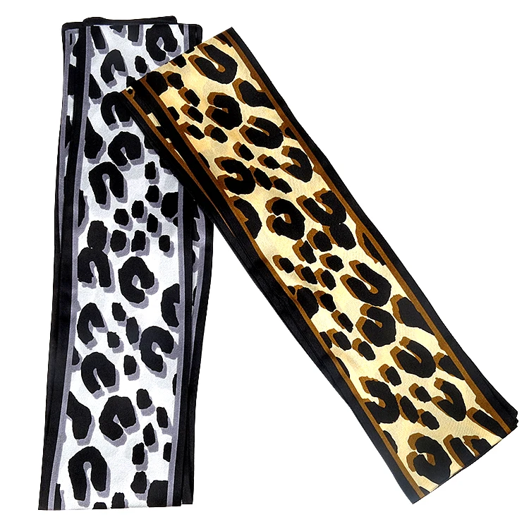 

Leopard Grain Classic Silk Scarf Tied Handbags Ribbon Small Scarves Hair Band Choker Wholesale YLZSBD108
