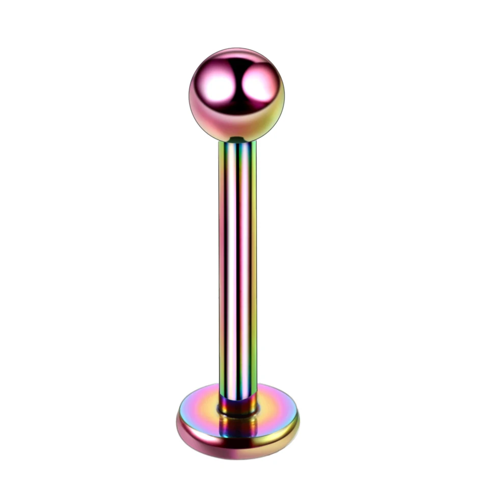1PC G23 Titanium Labret Lip Ear Cartilage Tragus Helix Ring Lip Stud Pircing Ombligo Ear Pircing Body Jewelry 16G - Окраска металла: Rainbow