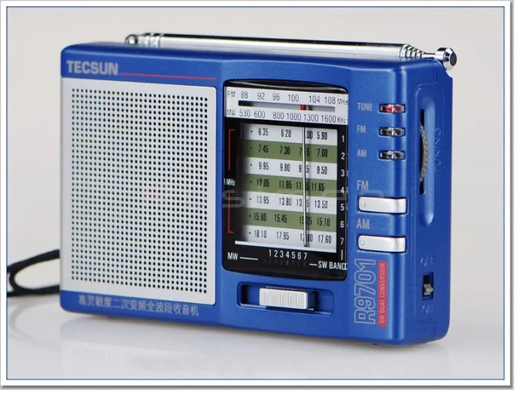 Розничная- TECSUN R-9701 радио FM/MW/SW радио многодиапазонный радиоприёмник Двойное преобразование внешняя антенна портативное радио