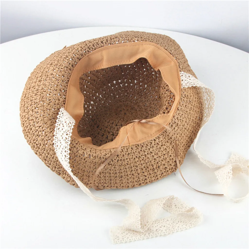 

Summer Infant Girls Children Ribbons Breathable Hats Straw Hats Kids Bucket Mut Cap baby beanie baby girl hat