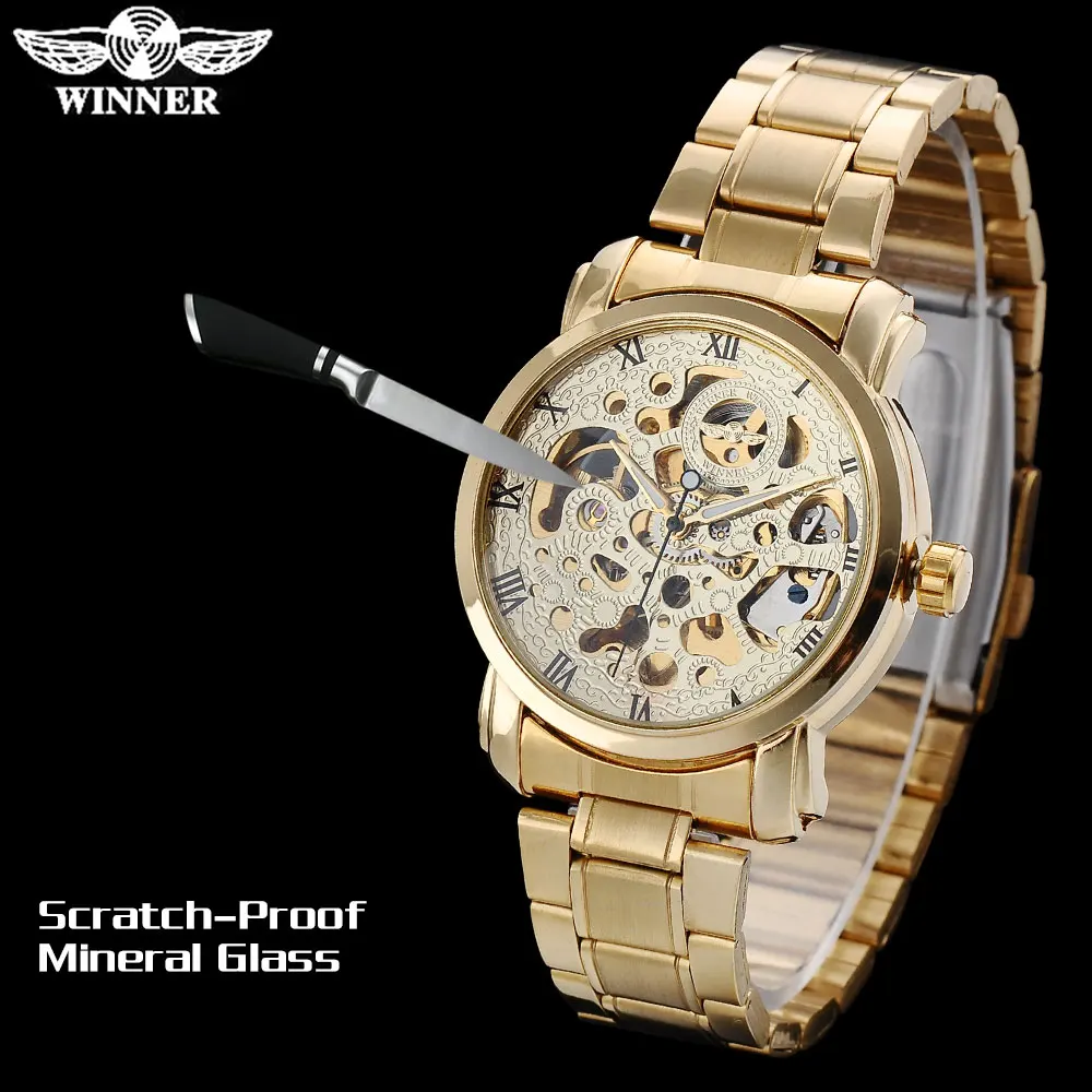 WINNER Роскошные Мужские механические часы модные популярные Брендовые мужские