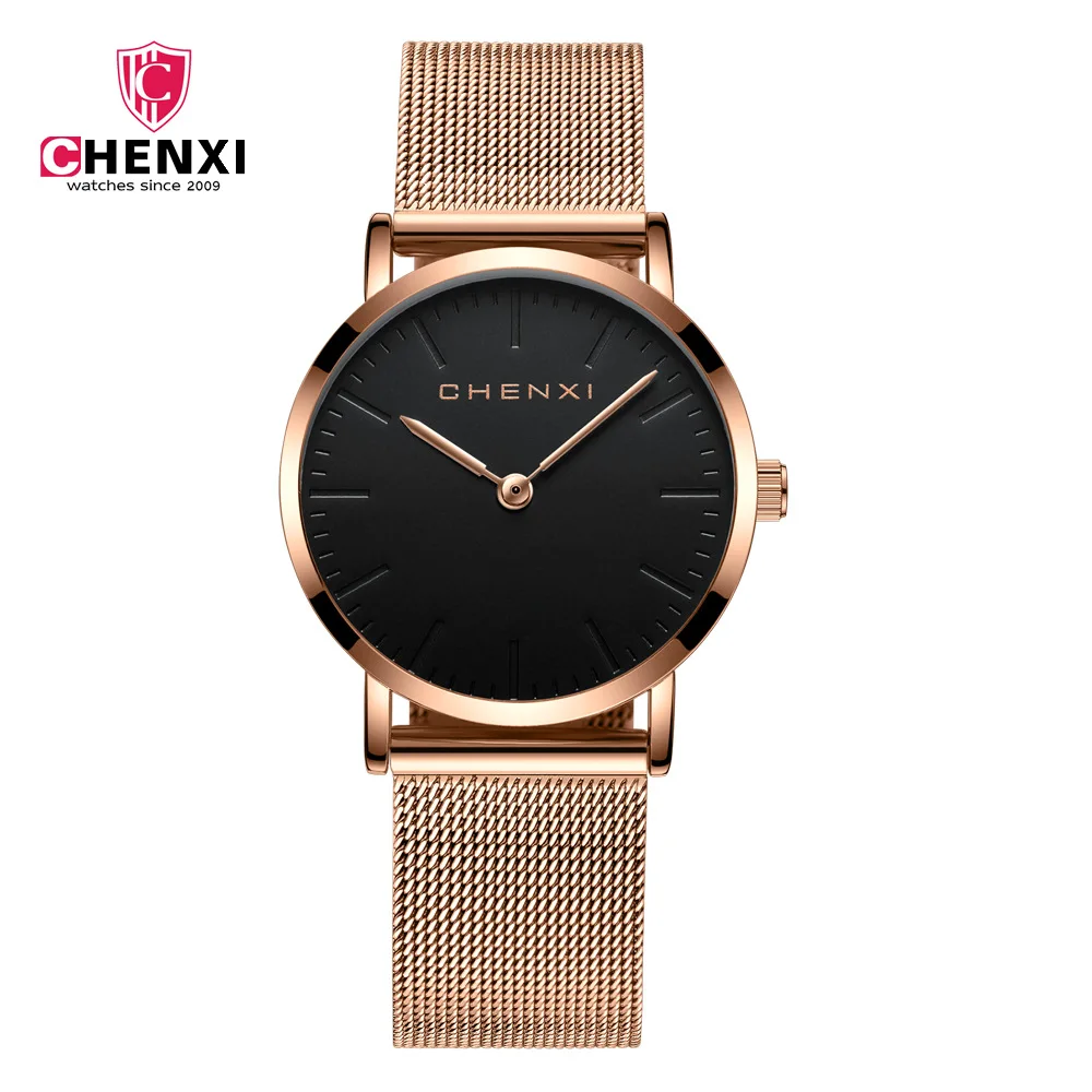

Часы наручные CHENXI женские кварцевые, брендовые Роскошные модные повседневные ультратонкие с сетчатым ремешком
