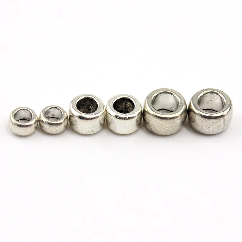 metal bead 50 шт./лот Тибетский серебристый металлический трубки Rondelle свободные бусины с большим отверстием подходят DIY ручной работы европейские аксессуары для изготовления ювелирных изделий - Цвет: metal bead
