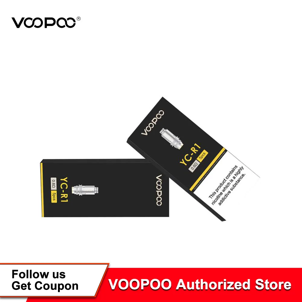 5 шт./упак. VOOPOO Finic катушки YC R1 0.6ohm R2 1.2ohm C 1.6ohm Fit Voopoo FINIC 16 AIO 20 Kit электронная
