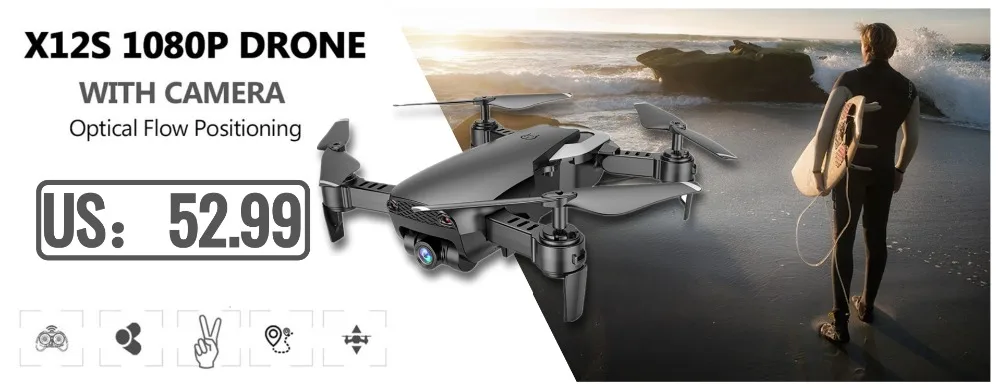Новейшая X12 0.3MP 2.0MP широкоугольная камера RC самолет WiFi FPV Дрон RC вертолет удержание высоты RC Квадрокоптер VS E58 XS809HW