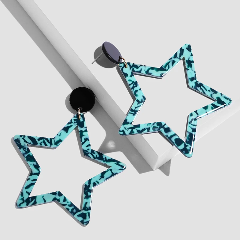 Женские акриловые серьги звезды FLOLA геометрические с леопардовым принтом