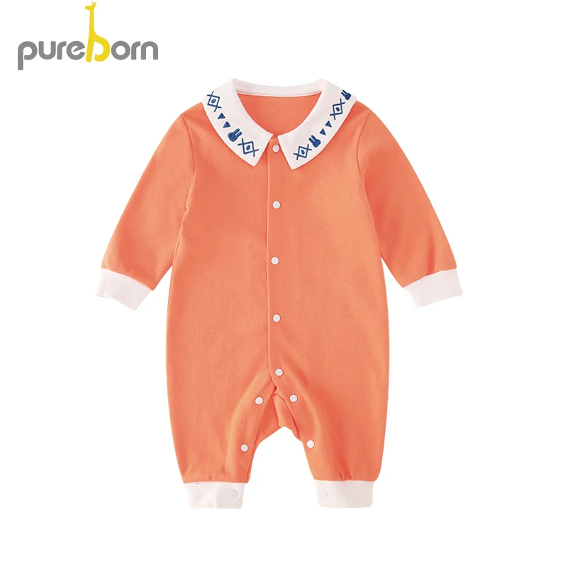 Pureborn/Детский комбинезон с длинными рукавами для малышей Одежда мальчиков и