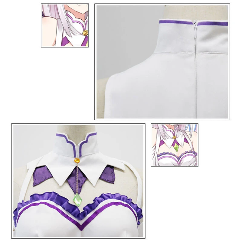 Костюм для косплея Re Zero kara Hajimeru Isekai Seikatsu Emilia Re:Life in a Different World of Zeros Dress For Woman Anime|cosplay