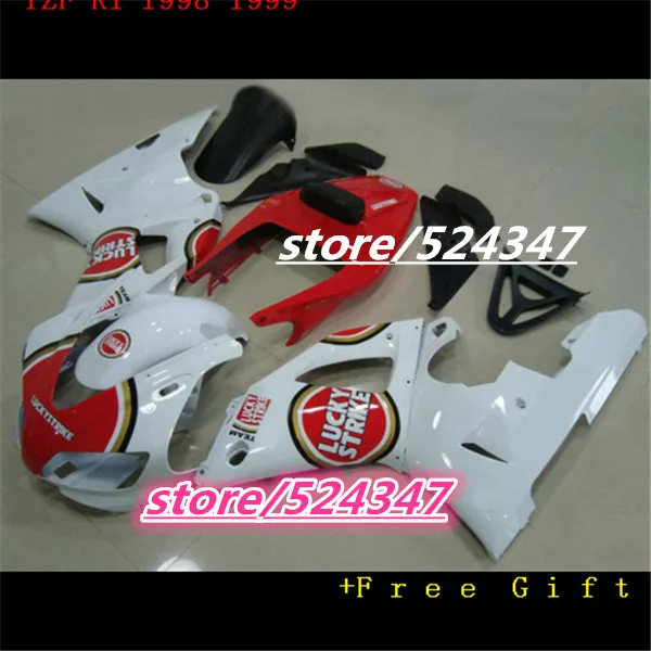 

B дешевая цена мотоцикл обтекатели комплект для 1998 1999 YZF R1 98 99 YZFR1 Lucky strike abs Пластиковые обтекатели наборы