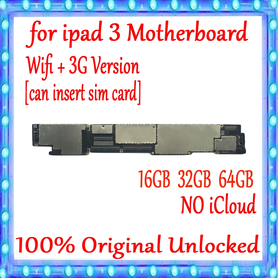 16 Гб/32 ГБ/64 ГБ 100% оригинальная материнская плата для ipad 3 разблокированная IOS