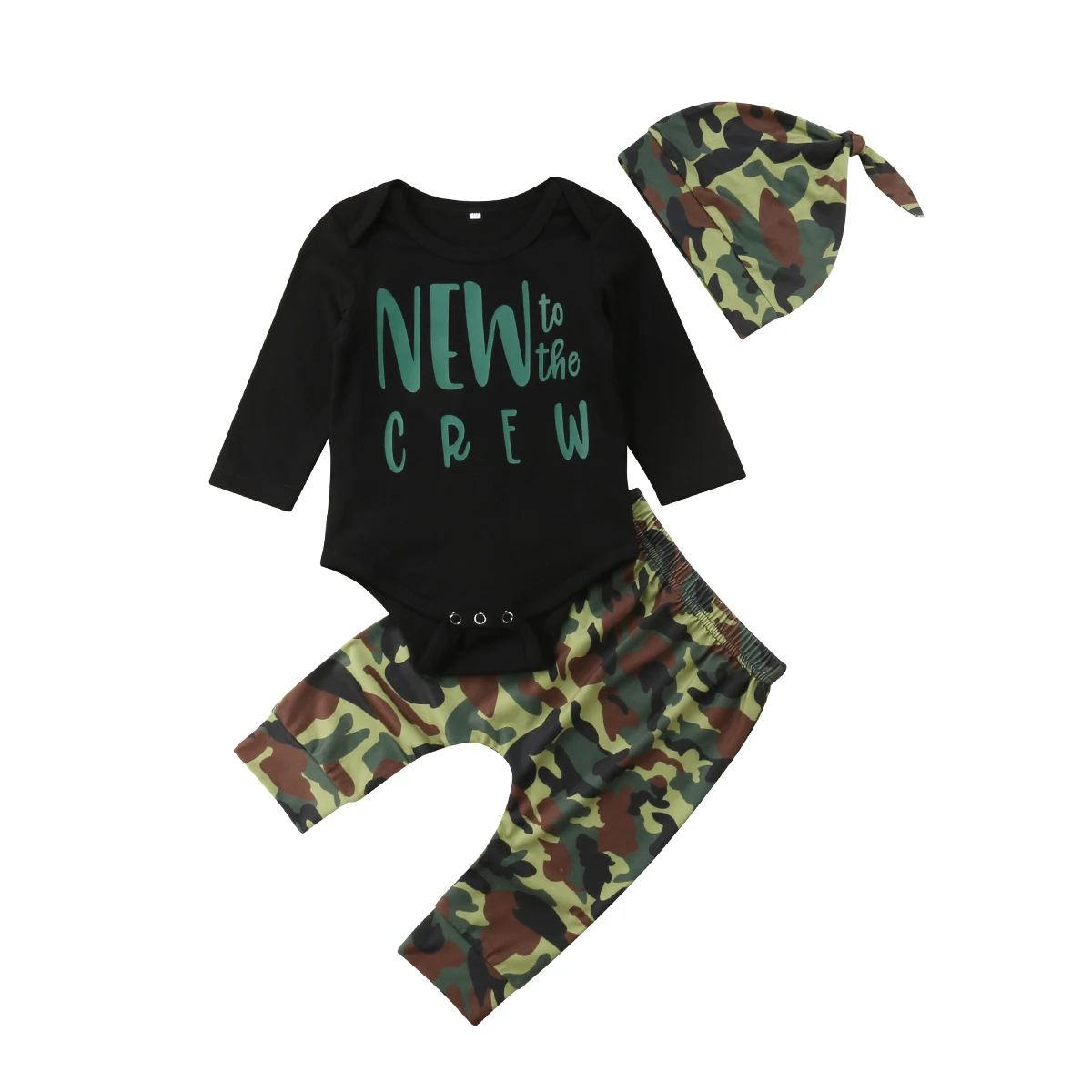 Newborn baby clothes children clothing Tops Romper Bodysuit Camo Pants 3PCS Outfits Set Clothes-15 |