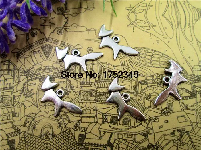 40 шт -- лисички Античные тибетские серебряные тона лисицы подвески животные