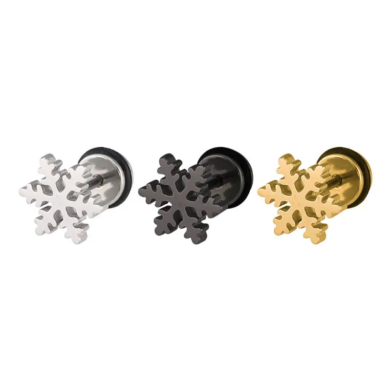 

316L Stainless Steel Cute Gold Color Snow Stud Earrings Fashion Brand Women Earring Costume Accessories Pendientes Ear Tragus