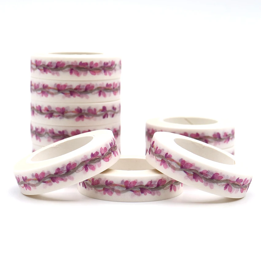 

10m*10mm Purple Branch Pattern Washi Tape Pastel Decorative Adhesive School Office Supplies Masking Paper Tapes 1 PCS