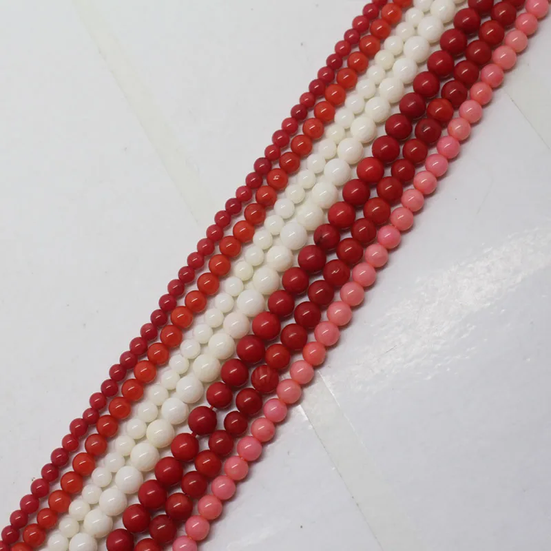 

Mini. order is $7!2,3,4mm Red Pink White Sardines Coral Round Spacer Loose beads 15"