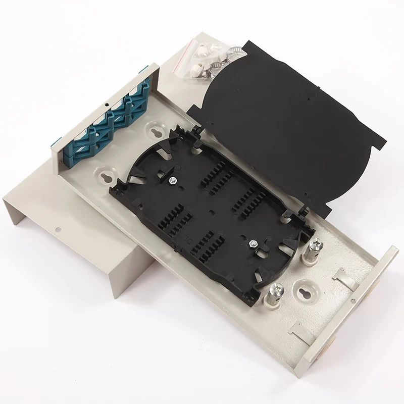 2pcs 8 cores FTTH SC blank terminal box SPCC 8 ports LC DX ST FC fiber optic patch panel FTTX box Beige ELINK 1.0mm thickened