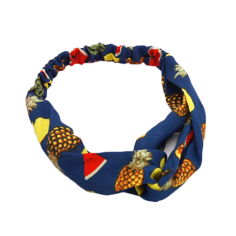 Fruit Blue 1 шт. шапка с цветком корейский стиль Женские аксессуары для волос леди обруч на волосы, завязанный бантом Цветочные тюрбан узоры банданы эластичный обруч для головы - Цвет: Fruit Blue