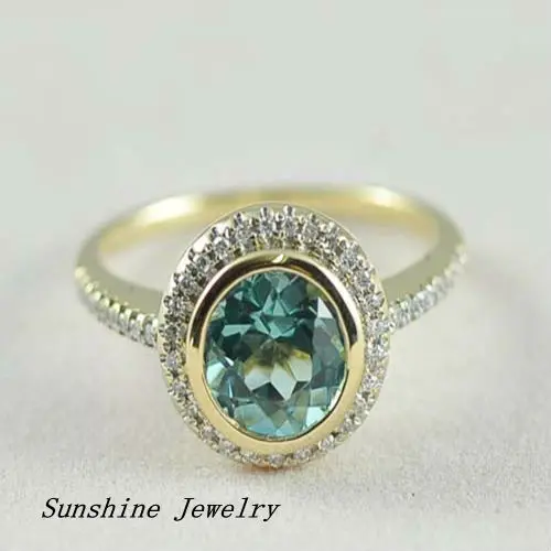 

Aquamarine 14k Solid Yellow Gold Natural Diamond Engagement Ring