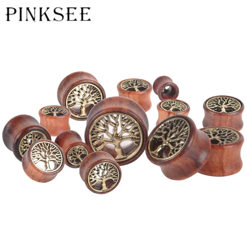 PINKSEE горячая Распродажа древесины 1 пара серьги маленькое дерево уха туннель для