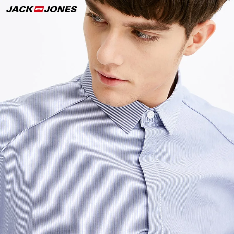 Jack Jones 2019 Весна и лето мужские рубашки 100% хлопок с длинным рукавом вышитые на