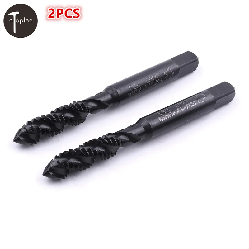 

2Pcs HSS-6542 1/4-20 Screw Right Thread Spiral Fluted Hand Tap 1/4" Nitriding Plug Taps Machine Screw Tap Drill Tools