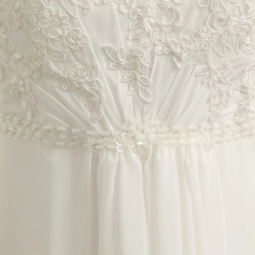 Vestido De Noiva Пляжные Свадебные платья трапециевидной формы Кепки рукава шифон