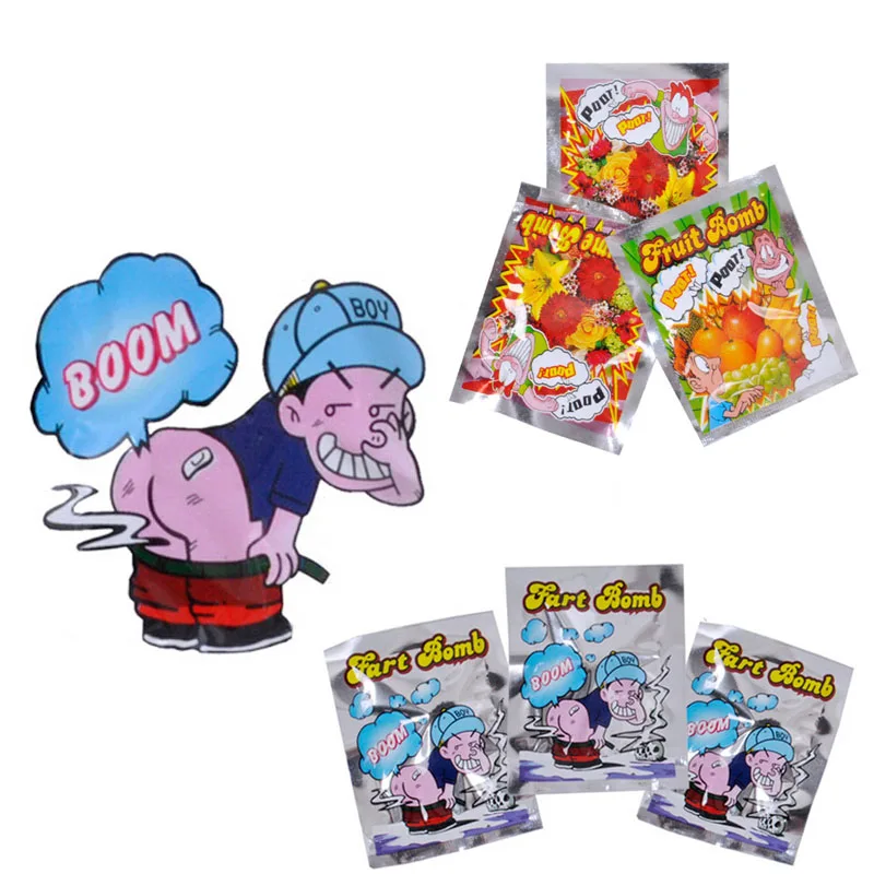 10Pcs/set Funny Fart Bomb Bags Stink Bomb Explosion Smelly Shock Toy Gags Practical Jokes Fool Stink Fart Packages boule puante
