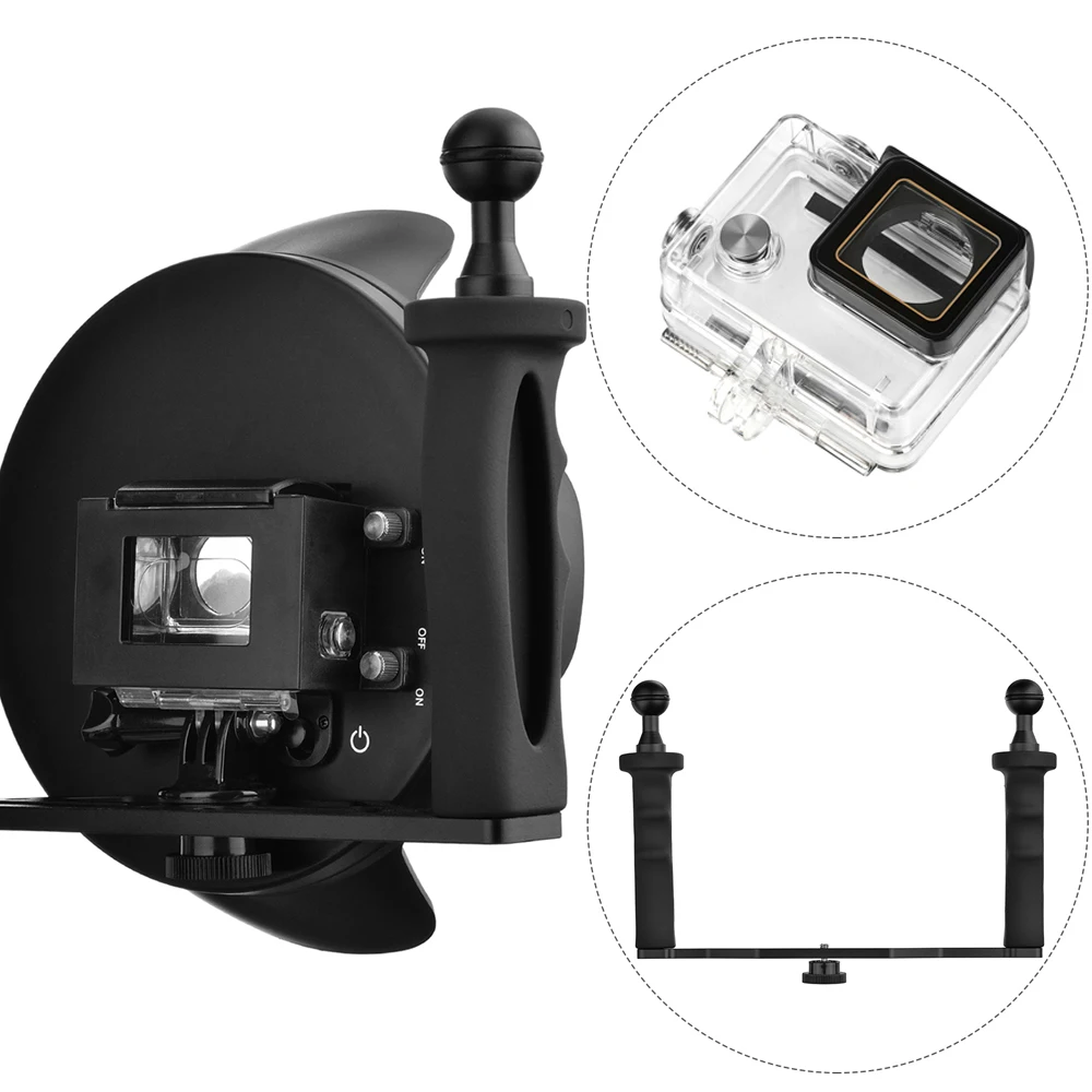 Suptig 6-дюймовый купольный порт для GoPro Hero 4 3 + черная Серебристая камера с ручным