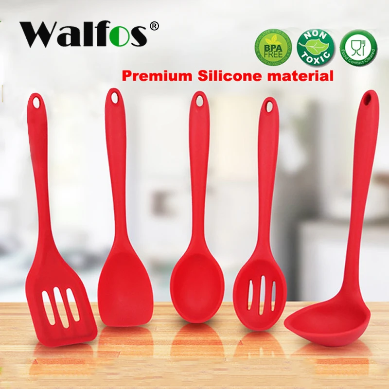 WALFOS Spatula Turner Spoonula ложка для смешивания с прорезями ковш 5 шт. кухонные силиконовые