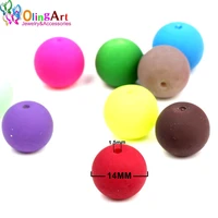 olingart rubber glass beads high quality 12pcs 14mm candy color neon matte loose beads handmade jewelry making bracelet diy