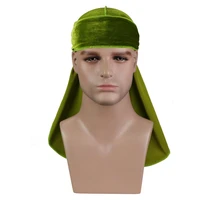 new high premium velvet durag waves extra long tail and wide straps for du rag make middle stitch on outside hair accessories