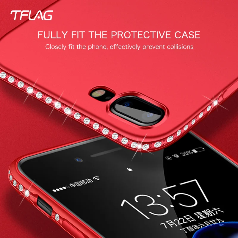 TFlag Премиум люкс Bling Телефон чехол для iPhone 6 6s 7 8 плюс Алмаз Мягкие TPU Кристалл