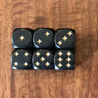 6 шт./партия шестигранные черные игральные кости D6 со звездой для смешной