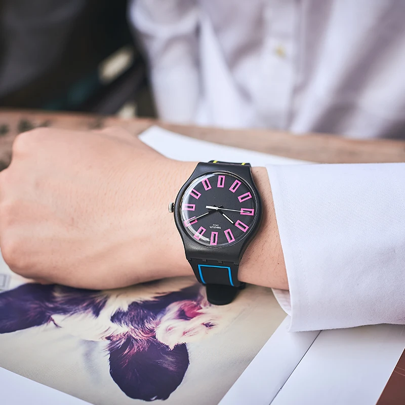 Swatch часы оригинальные цветные серии модные кварцевые SUOB146|Кварцевые мужские