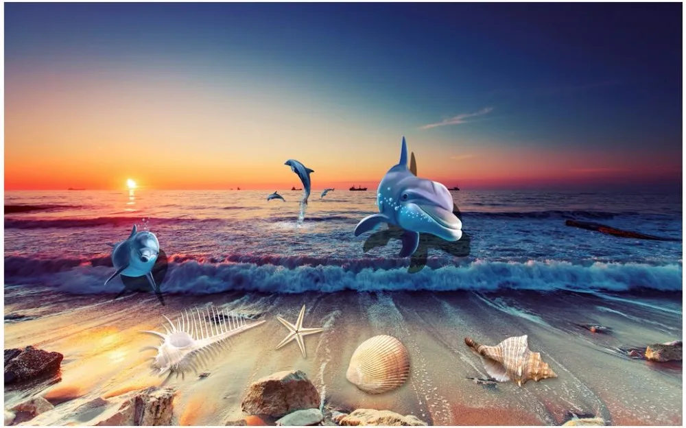 3d обои на заказ фотообои с изображением сказочного морского мира дельфина рыбы