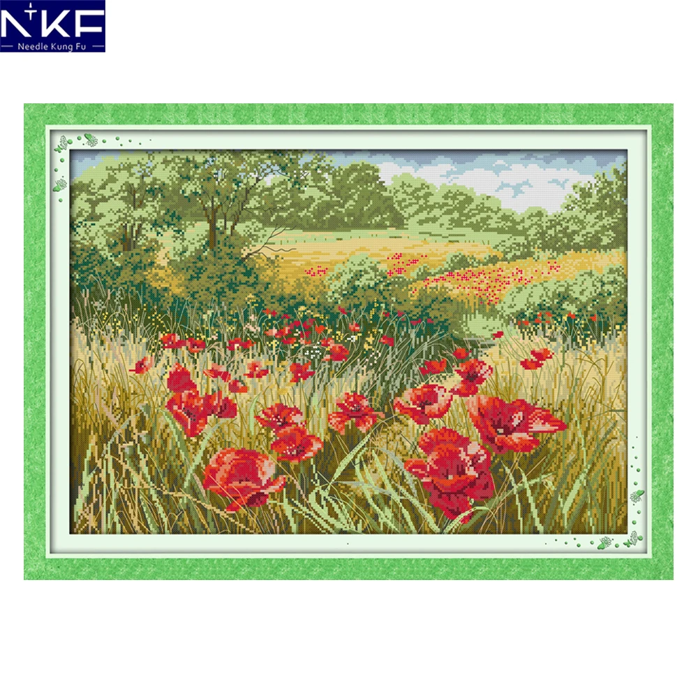 

NKF Beautiful Flowers scenery style handmade crafts needlework kits Chinese cross stitch embroidery designs for home decoration