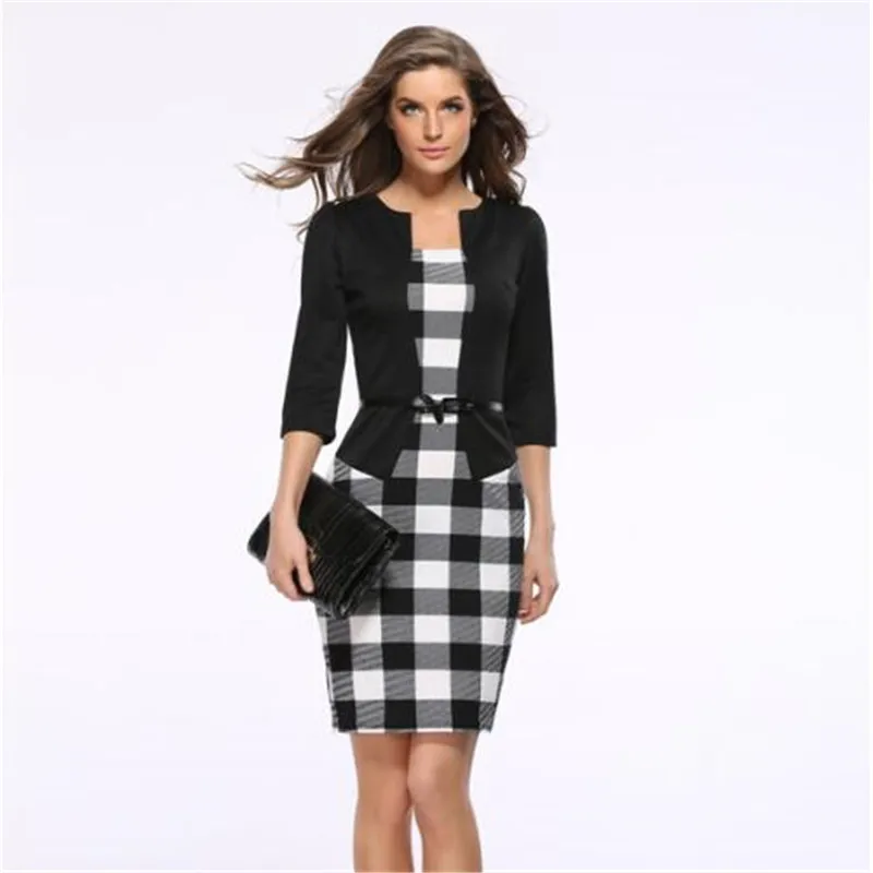 Женское облегающее платье футляр из 2 частей модель 2017 года Женская Офисная