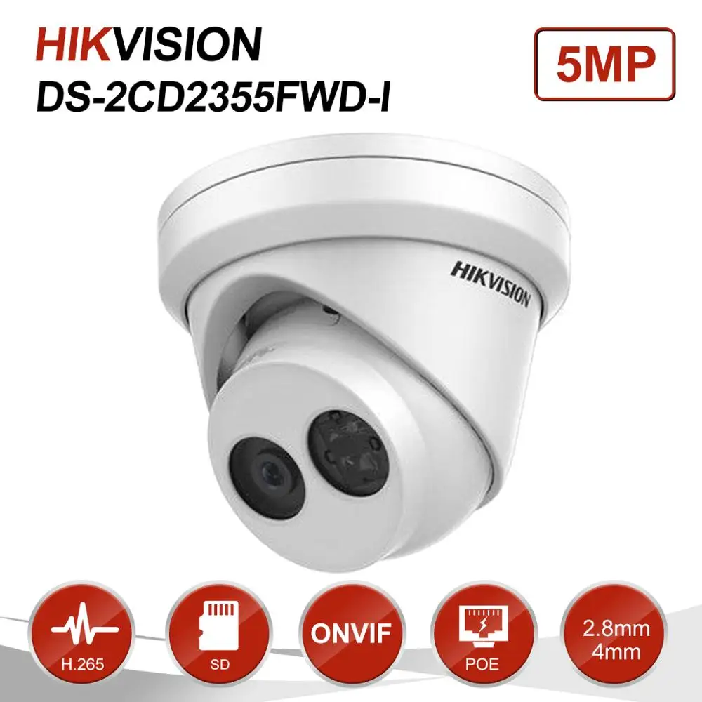 Hikvision 5MP Поворотная ip камера PoE Onvif с аудио для дома/улицы IP67 ночного видения