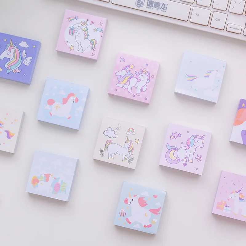 5 шт. милые Kawaii Мультфильм Единорог Блокнот N Times липкая бумага для заметок