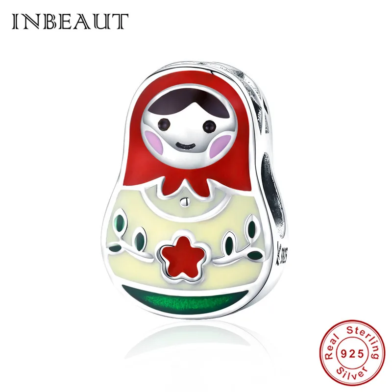 INBEAUT 100% 925 пробы серебряные милые круглые русские стандартные красные подвески