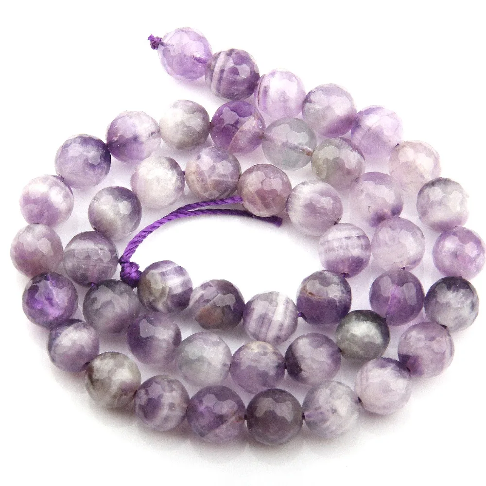 

Round Faceted Dream Amethys Beads Natural Stone Beads Loose Beads for Bracelet Jewelry Making Strand 15"